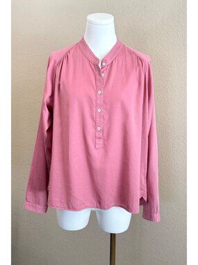 XIRENA Women's Henley Style Blouse Rosewood Pink Relaxed Flowy Fit